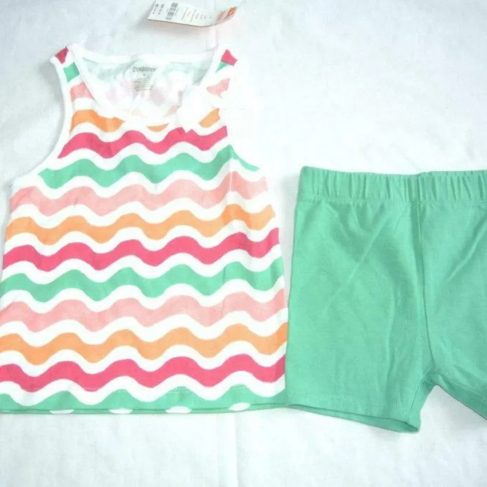 Gymboree set outfit Hop 'n' Roll Bow Wave‎ Print T